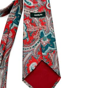 Tie Adolfo Vibrant Red and Green Paisley‎ Tie